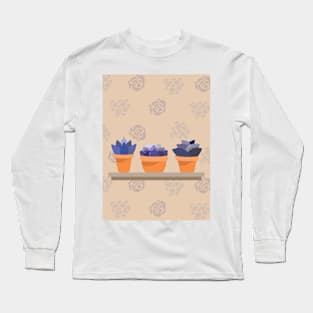 Succulents in Purples Pattern Long Sleeve T-Shirt